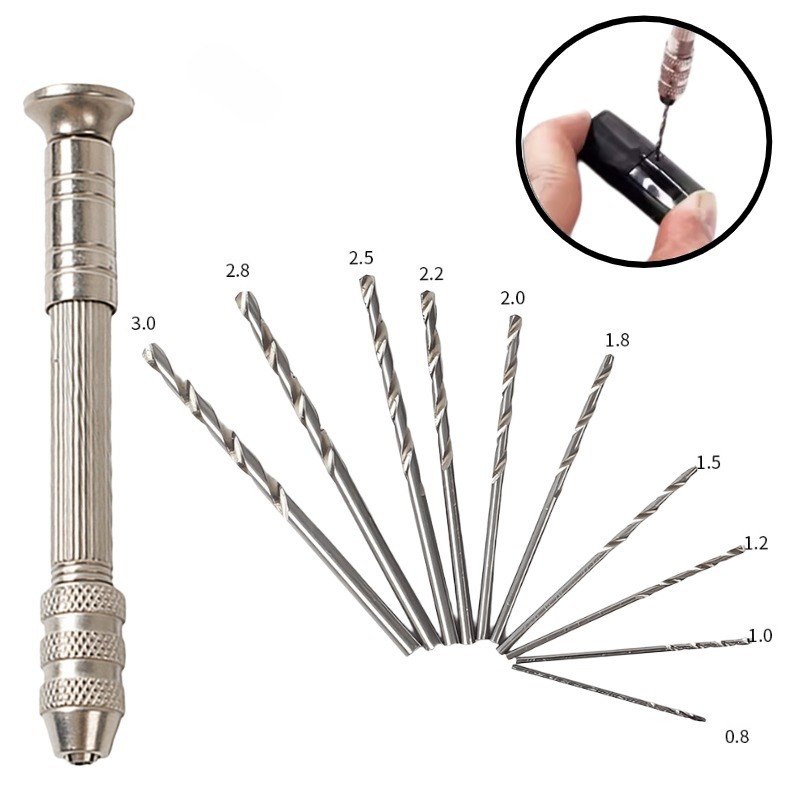 Model Kit Vise - Handmatige pin-vise handboorset, roterende micro-boorbits voor