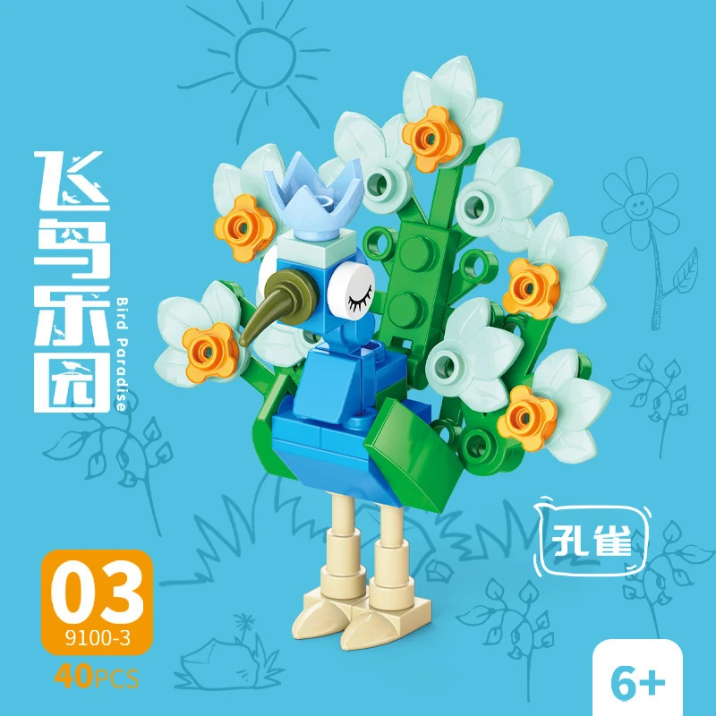 Model Kit Girl - Bricks Animal Bird Paradise Crow Papegaai